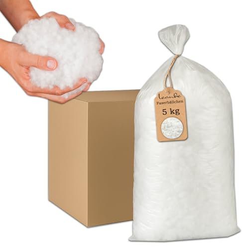 Leanbe Faserbällchen Kissenfüllung, Füllmaterial für Kissen, Plüschtiere und Füllstoff (5 kg = ca. 250 Liter)