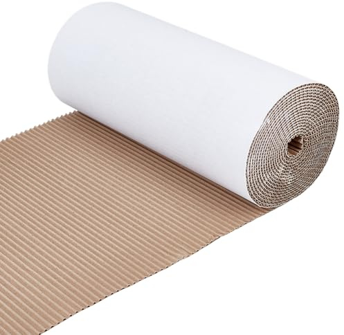 BENECREAT Rouleau de Carton Ondulé Simple Face Blanc de 5 m X 30cm Papier D'Emballage Ondulé pour Emballage Cadeau Espace de Rangement Bricolage Artisanat Expédition Épaisseur de 3mm