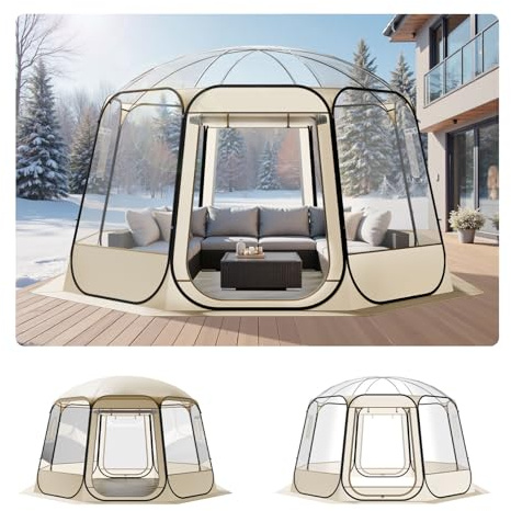VEVOR Pop up Bubble Tent, 12 x 11.1 ft Waterproof & UV-Resistant, Clear Camping Tent Shelter, Outdoor Garden Dome Igloo Tents with Windows, 540�Panoramic View, for 10-12 Persons Patio Backyard