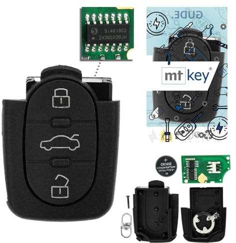 MT-KEY Funk Schlüssel Fernbedienung Sender 434MHZ kompatibel mit Audi A3 8L A4 B5 A6 C5 A8 D2 TT 8N 433,05MHz 4D0837231A Klappschlüssel