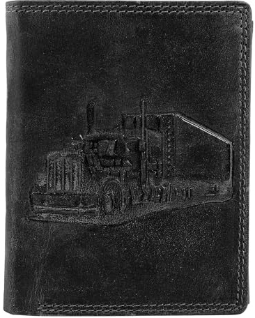 Akzent Geldbörse für Herren aus Leder in Schwarz, Geldbeutel mit Druckknopf in 9 x 12 x 2 cm