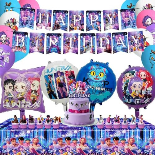 47-teiliges Kindergeburtstag-Dekoset – Party-Dekorationen mit Geburtstagsbanner, Kuchentoppern & Latexballons, Komplettes Geburtstagszubehör für die perfekte Kinderparty (2)