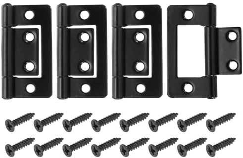 sourcing map Non Mortise Door Hinges 3.8 x 2.1cm Black 4Pcs | Iron Bifold Butt Cabinet Hinges Smooth Sliding Bearing Hinge with Mounting Screws for Doors Windows Cabinets Box Furniture