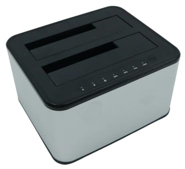 Riven Dual Bay SATA Festplatten-Dock USB 3,0 Offline-Klon für 2,5 3,5 Zoll SSD HDD Desktop Externes Gehäuse Silber Grau