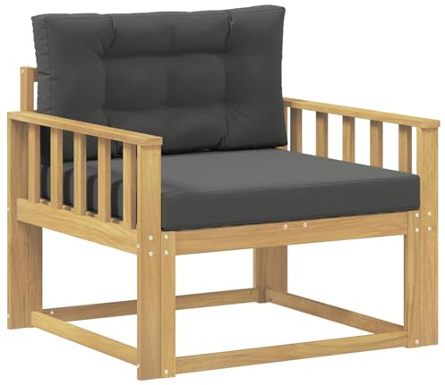 vidaXL Outdoor Mittelsofa Polyester Weiß, Akazienholz Outdoor Mittelsofa, wetterfestes Patiositzmöbel, modernes Möbel für Gartenlounge und Balkon
