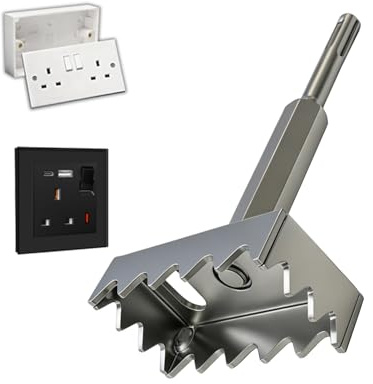 WojBear 1 PCS New Square Electrical Box Hole Cutter, 40Cr Alloy Steel Reinforced Welding Design, SDS Plus Suitable for Brick, Concrete, Cement & Stone (17.0×8.6×4.5cm)