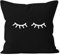 MoonWorks Kissenbezug Schlafende Augen Wimpern Eye Lashes Müde Schlafen Mascara Kissen-Hülle Deko-Kissen Baumwolle schwarz 40cm x 40cm
