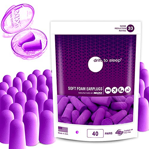 MOLDEX Soft Foam Earplugs Softies® Ear Plugs for Sleeping, Snoring, Work, Travel, Shooting -33dB Highest NRR Made in USA (Purple, 40 Pairs)