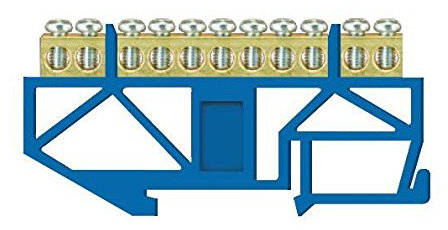 PE Klemme für Hutschiene 11-polig Sammelklemme, Verteilerklemme blau