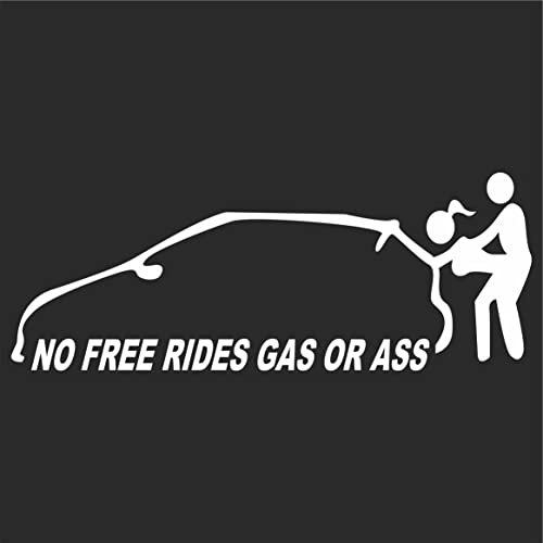 JINTORA - Autoaufkleber Tuning - Auto Aufkleber - No Free Rides - Gas or Ass - 210x80 mm - Auto Sticker Bus Fenster Heckscheibe Camper wetterfest Outdoor Sticker Auto Deko LKW Tuning - weiß
