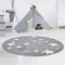 carpet city Kinderteppiche Sterne Motiv Grau 120x120 cm Rund Glanzgarn Spielteppich