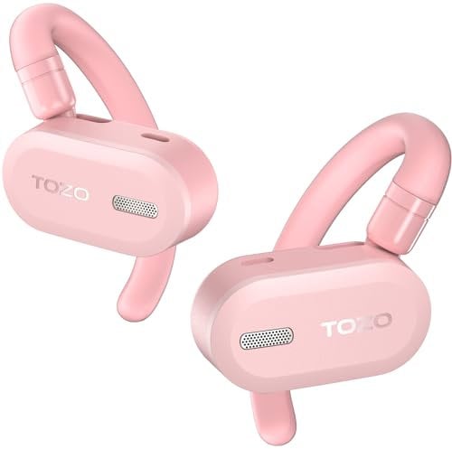 TOZO O2 Auriculares Inalámbricos Bluetooth 5.3 con ENC Llamada 14.2mm Controlador ORIGX Acústico 5 EQ Selección 42H Reproducción Gancho Rotatorio USB Tipo C Rosa