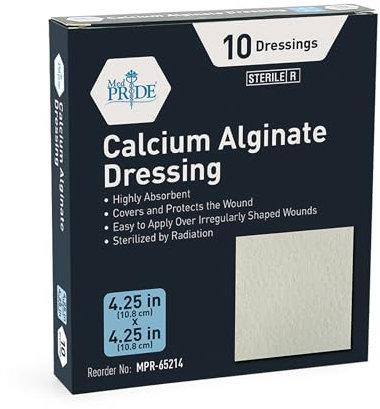 MED PRIDE Calcium alginate wundverband pads | patches, 10er-pack | antimikrobielle, non-stick padding, steril, sehr saugfähig & comfortable 4 '' x 4 ''