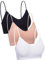 BOAO 3 Pieces Neck Tube Top Bra Seamless Padded Camisole Bandeau Sports Bra with Elastic Straps (Black, White, Skin Color, S-M)