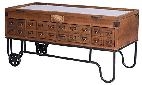 Loft Couchtisch Setzkasten Sideboard Industrie Tischvitrine 120x55 cm Braun Wohnzimmertisch lof021 Palazzo Exklusiv