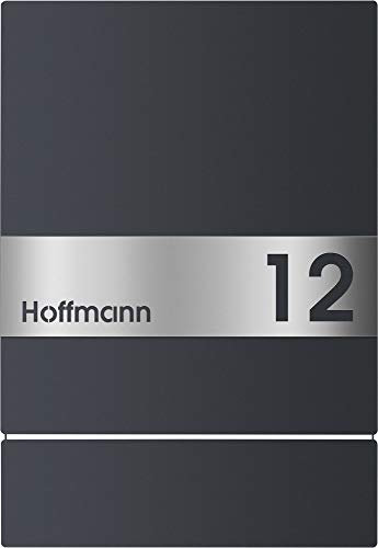 Frabox® Design Briefkasten SKIVE anthrazitgrau RAL 7016 mit Hausnummer, Namen und Zeitungsfach