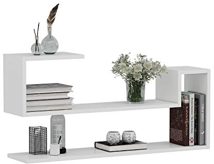 Homidea Wave Wandregal - Bücherregal - Dekoregal für Wohnzimmer in modernem Design (Weiß)