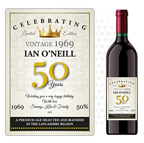 Personalised Happy Birthday Anniversary Wine Champagne Bottle Sticker Label