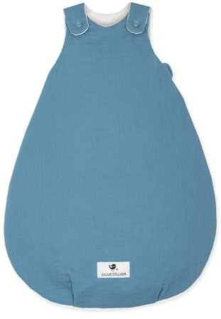 Julius Zöllner Babyschlafsack Musselin, warme Füllung 2,5 TOG, waschbar bei 40°C, Made in Germany, Oeko TEX Standard 100, blau, Gr. 62/68