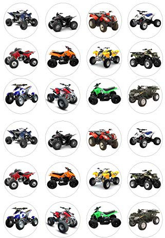 24 Quad Bikes edible Wafer Card rice paper pre cut Cupcake Toppers Cake
