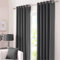 Kinfolk Textile Blackout Thermal Eyelet Ring Top Insulated Pair of Curtains Including 2 Tiebacks (Charcoal Grey, 66 x 72)