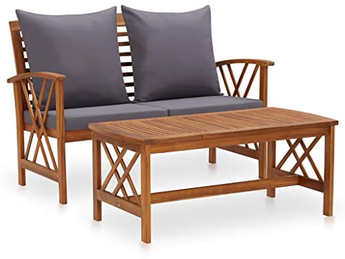 vidaXL Akazienholz Massiv Gartenmöbel Set 2-TLG. mit Auflagen Lounge Bank Tisch Gartenset Sitzmöbel Gartenbank Beistelltisch Gartengarnitur Sitzgruppe
