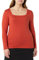 Amazon Essentials Women's Slim-Fit Long-Sleeved Square Neck T-Shirt, Brick Red, M