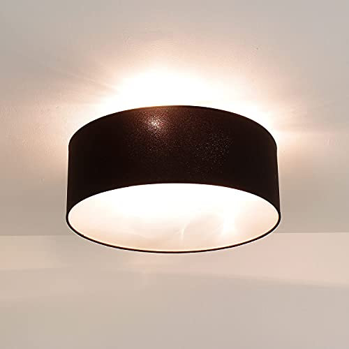 Licht-Erlebnisse Runde Deckenleuchte Stoff Ø50cm Braun blendarm wohnlich 3x E27 Deckenlampe Wohnzimmer Schlafzimmer