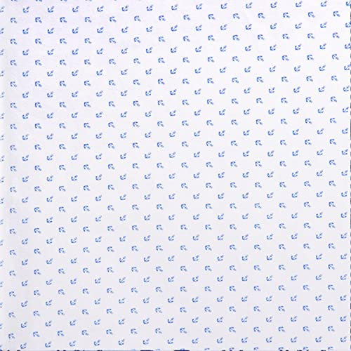 DéVa Dekostoff Lilly OC Anker weiß/blau in 1,6m Breite (METERWARE) Baumwollstoff Stoff aus 95% Bio-Baumwolle