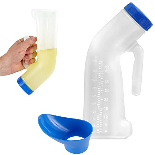 Stock Your Home Unisex Urinal Bottle (1 Pack) - Portable Urinal for Women & Men - Female Urinal with Lid - 32 Oz Female Urination Device - Women Pee Funnel Cup for Emergency, Travel, Car & Camping -