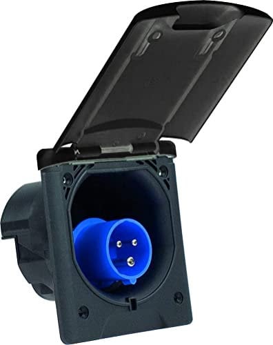 as - Schwabe Enchufe de alimentación CEE para caravana, 230 V/16 A, conector de 3 pines para caravana, tapa abatible con cierre magnético, IP44, fabricado en Alemania, gris antracita, 62472