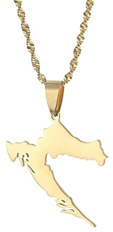 DVRFEBT Halskette Mit Karten Anhänger - Kroatien Karte Flagge Anhänger Halskette, Charme Anhänger Karten Dünne Kette Halsketten, Hip Hop Karte Ethnischer Schmuck, Für Männer Frauen Jubiläum Party Ges