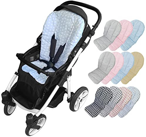 Sitzauflage - Bezug für den Sommer, Kinderwagen, Universal-Frische, Marke Vizaro (Blau Sterne - Baumwolle)