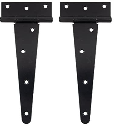 HLMOptimo Bisagra en T resistente, bisagra en T, bisagra de cobertizo, bisagra de puerta, bisagra de granero, bisagra de puerta, bisagra forjada, resistente al óxido, todos los tamaños, color negro (2
