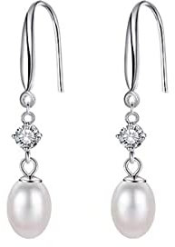 SLUYNZ Solid 925 Sterling Silver Pearl Earrings for Women Teens Pearl Drop Earrings Wedding Bridal Earrings