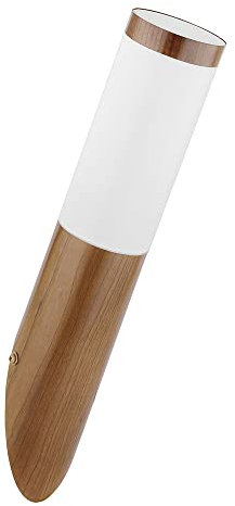 etc-shop Außenlampe Edelstahl Wand Edelstahl Aussen Wandleuchte Lampe Haustür Außen holzoptik, opal weiß, 1x 11W 1055Lm warmweiß, DxH 7,6x39 cm