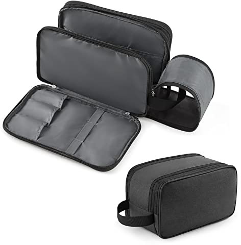 Lifewit Trousse de Toilette pour Homme, Grande Trousse de Rasage pour Le Voyage avec Double Fermeture éclair, Organisateur de Salle de Bain, de Voyage Résistant à l'eau pour Les Articles, Grand, Noir