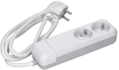 Voxura 2-Fach Steckdosenleiste Mehrfachsteckdose Schuko weiß mit Kabel 1,5m Zuleitung Überspannungsschutz Wandmontage