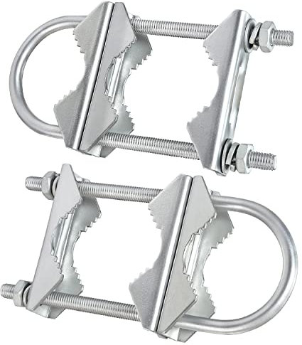 Double Antenna Mast Clamp V Jaw Block with U Bolts, Heavy Duty Mast to Mast Mount Bracket Kit for Outdoor Antenna 2 Sets