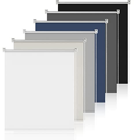 Verdunklungsrollo ohne Bohren Rollos für Fenster ohne Bohren Weiß B80 x H120cm-Stoffbreite 75cm Rollos für innen Thermorollo Rollo ohne Bohren Verdunkelung