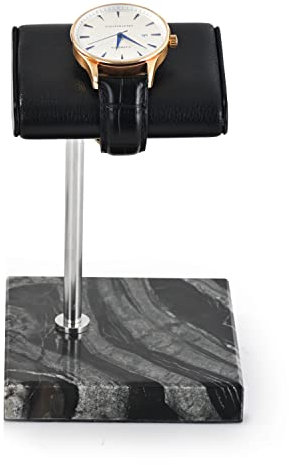 Oirlv Uhrenständer UhrenAufbewahrung Display Stand für Männer und Frauen Luxus Leder Natürlichen Marmor Basis Uhrenständer(1-Schwarz)
