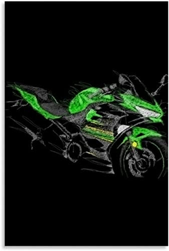 LBMED Leinwand Druck Poster Das Motorrad Isle of Man TT Kawasaki Ninja 400 für die Esszimmerdekoration Wandkunst Kunstwerk Malerei Kunstdrucke Bild 19.7x27.6(50x70cm) Kein Rahmen