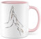 Tasse Hund & Mensch Geschenk Geschenkidee Herrchen Frauchen Hundemama Hundepapa Vierbeiner Comic Kaffeetasse mit Hundemotiv Kaffee-Becher Hund mit Mensch Teetasse Hand und Pfote (Weiß/Pink)