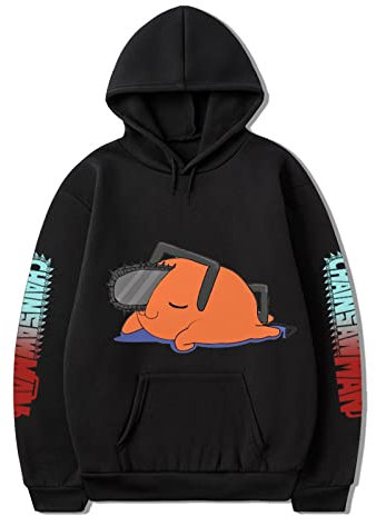 Chainsaw Man Pochita Hoodie Anime Hoodies Unisex Denji Graphic Pullover Hooded Sweatshirt Black