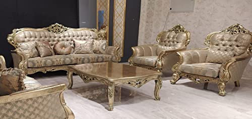 JV Möbel Luxus Garnitur Sofagarnitur 3+1+1 Sitzer Sofa Stoff Sofas Klassische Barock Neu