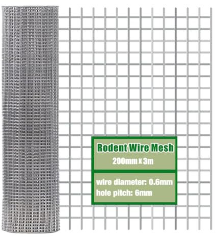 Rodent Mesh Roll 200mm x 3m,Galvanised Wire Mesh- Keep Rats Out & Protect Your Home, Chickens, Dogs, Rabbits, Vegetables & More,Rat Proof Mesh Sheet -Durable & Easy to Install - Maintenance-Free