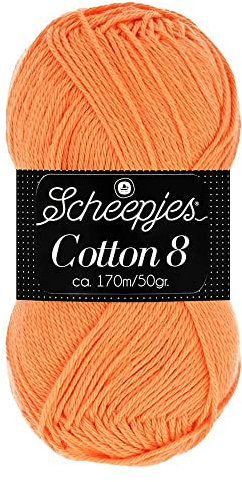 Scheepjes Cotton 8 Baumwollgarn orange hell | Häkelwolle reine Baumwolle zum Stricken und Häkeln | 100% Baumwolle | 50g ~170m für Nadelstärke 3 mm (639)