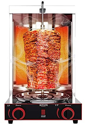Máquina eléctrica Shawarma Doner Kebab Gyro Grill Asador Vertical con Interruptor de Ajuste de Temperatura 50-300 ℃ para Cocina doméstica Comercial