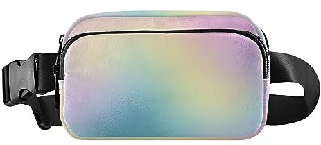 Bunte Band Streifen Gürtel Taschen Kleine Taille Pouch Unisex Mini Gürteltasche mit verstellbarem Gurt, Unschärfe Farbe Abstrakt