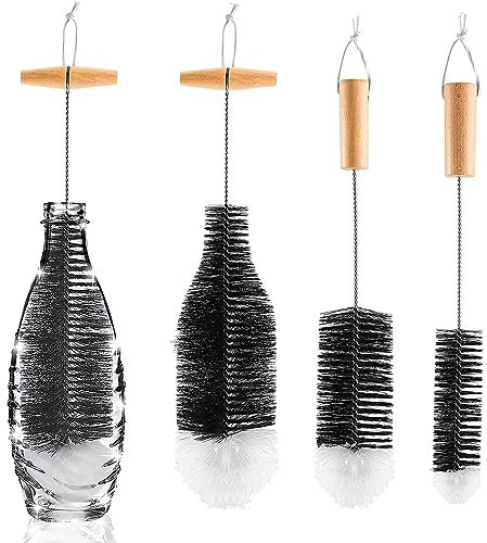 3 Piezas Cepillo para Botellas con Asa, Botella de Limpieza Cepillos, Cepillo Limpiador de Botellas de Agua, Cepillo para Limpiar Botellas, para Botella de Soda, Botellas de Agua, Biberon y Mas